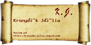 Krsnyák Júlia névjegykártya
